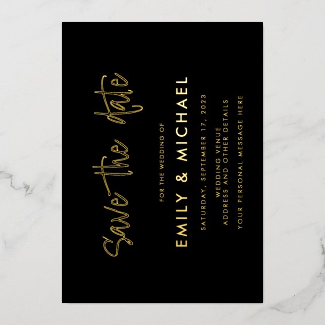 Élégant Faire-Part de Mariage en Or à Conservér (Recto)