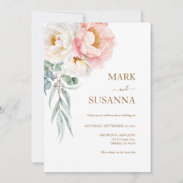 Élégant Faire-part de mariage Eucalyptus Peonies