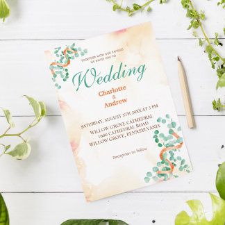 Élégant Faire-part de mariage Eucalyptus vert chic