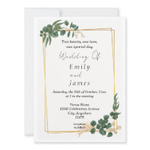 Élégant Faire-part de mariage Feuille verte