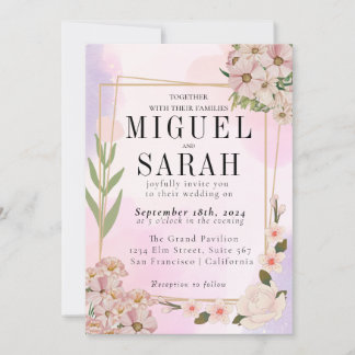 Élégant Faire-part de mariage Fleur sauvage rose