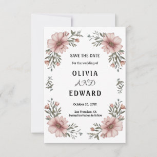 Élégant Faire-part de mariage Fleurs Save the Date