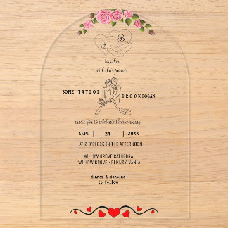 Élégant Faire-part de mariage floral acrylique ave