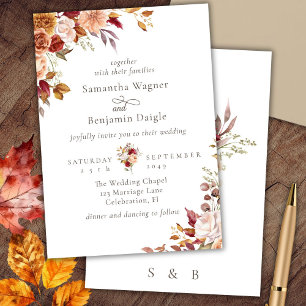 Élégant Faire-part de mariage Floral Automne