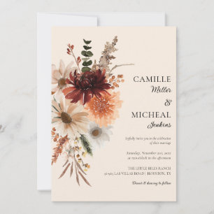 Élégant Faire-part de mariage Floral Automne