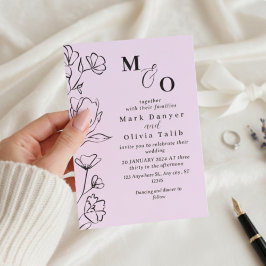 Élégant Faire-part de mariage floral blanc