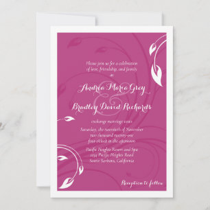 Élégant Faire-part de mariage floral blanc magenta