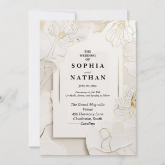 Élégant Faire-part de mariage floral blanc | Perso