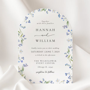 Élégant Faire-part de mariage Floral Bleu