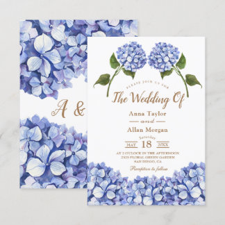 Élégant Faire-part de mariage Floral Blue Hydrange