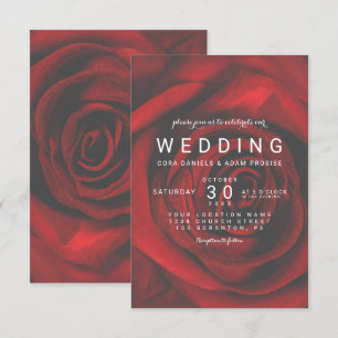 Élégant Faire-part de mariage floral de Rose rouge