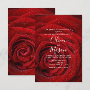 Élégant Faire-part de mariage floral de Rose rouge