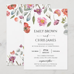 Élégant Faire-part de mariage floral d'Eucalyptus