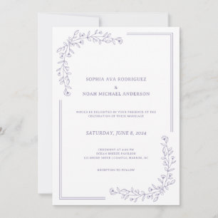 Élégant Faire-part de mariage Floral Dusty Lilac