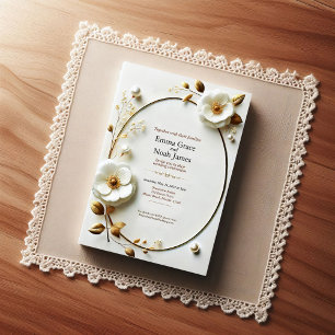 Elégant Faire-part de mariage Floral Frame Or