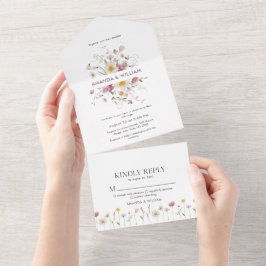 Élégant Faire-part de mariage Floral & Jeu RSVP