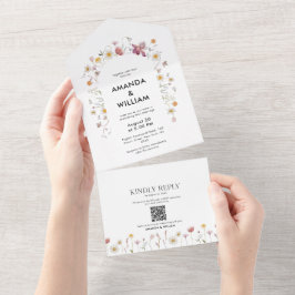 Élégant Faire-part de mariage Floral & Jeu RSVP