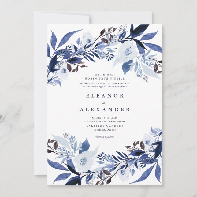 Elégant Faire-part de mariage Floral Melange (Devant)