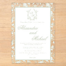Élégant Faire-part de Mariage Floral Monogrammé To