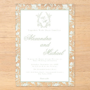 Élégant Faire-part de Mariage Floral Monogrammé To