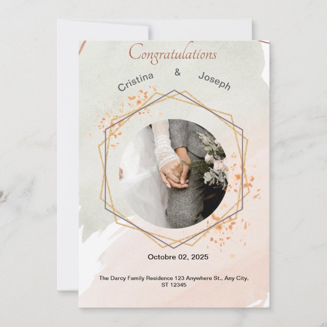 Élégant Faire-part de mariage Floral | Personnalis (Devant)
