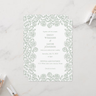 Élégant Faire-Part de Mariage Floral Sage et Blanc