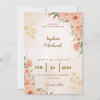 Élégant Faire-part de mariage Floral | T personnal