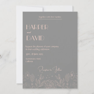 Élégant Faire-part de mariage Floral Vert