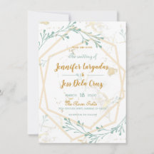 Élégant Faire-part de mariage géométrique Mint-Gol
