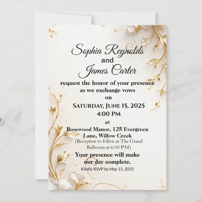 Élégant Faire-part de mariage Gold Foil | Luxe for (Devant)
