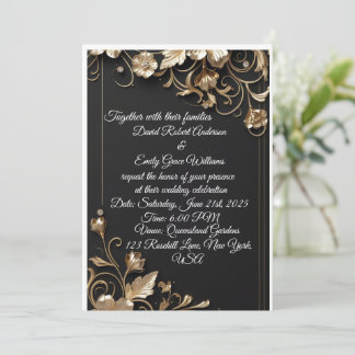 Elégant Faire-part de mariage Gold Frame