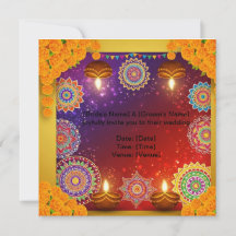 Élégant Faire-part de mariage indien Rangoli