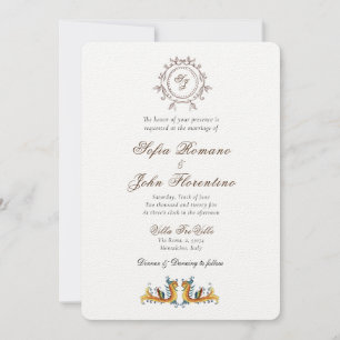 Élégant faire-part de mariage italien monogramme