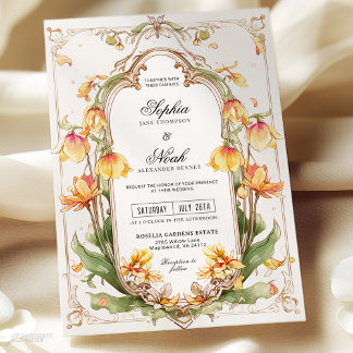 Elégant Faire-part de mariage Jaune