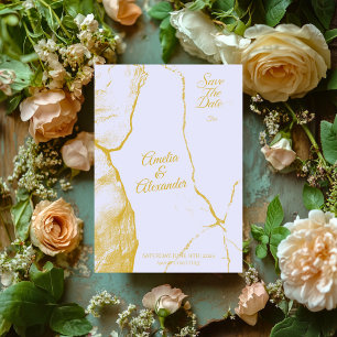 Élégant Faire-Part de Mariage Lavande et Marbre Do
