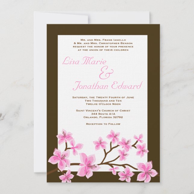 Élégant Faire-part de mariage Lily Rose 5x7 (Devant)