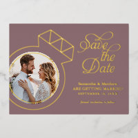 Élégant Faire-Part de Mariage Mauve avec Photo