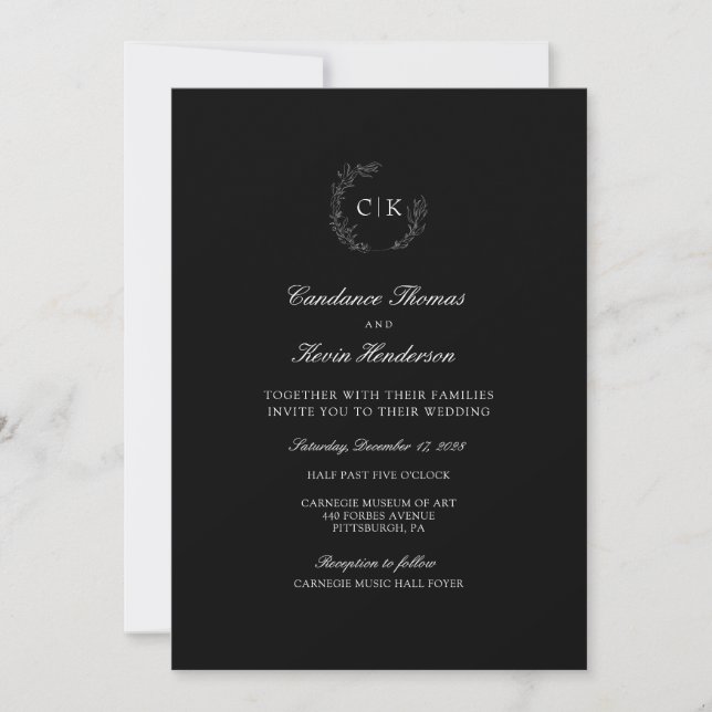 Élégant Faire-part de mariage Monogramme (Devant)