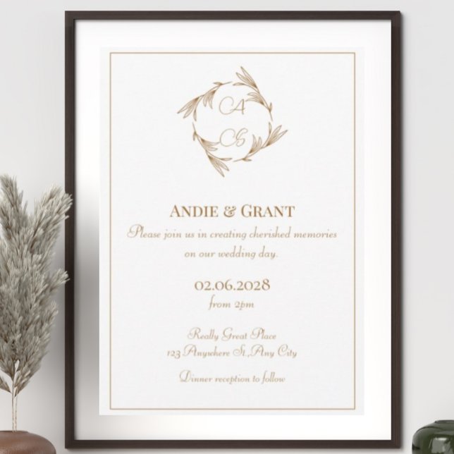 Élégant Faire-part de mariage Monogramme Or (Créateur téléchargé)