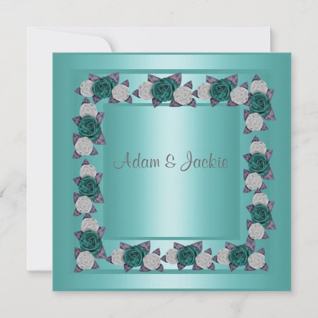 ÉLÉGANT FAIRE-PART DE MARIAGE MULTI-ROSE TURQUOISE (Devant)
