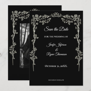 Élégant faire-part de mariage noir et blanc à cons