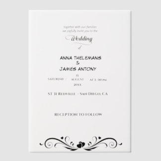 Elégant Faire-part de mariage noir et blanc avec c