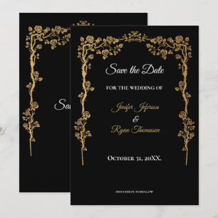 Élégant faire-part de mariage noir et or à conserv