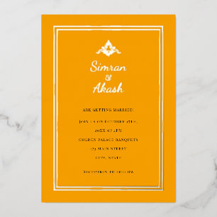 Élégant faire-part de mariage orange et argent