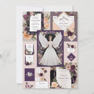Élégant Faire-part de mariage papillon   Purp flor