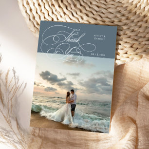 Élégant faire-part de mariage photo bleu ardoise é