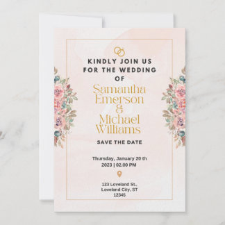 Élégant faire-part de mariage plat