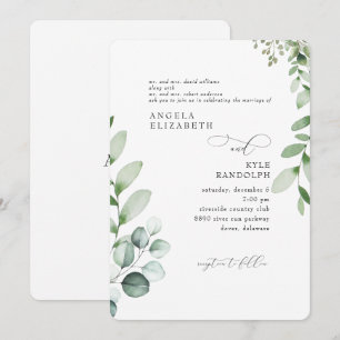 Élégant Faire-Part de Mariage Rond Eucalyptus en C