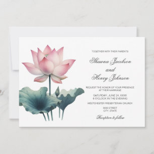 Élégant Faire-part de mariage rose Lotus