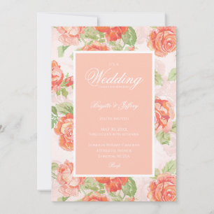 Élégant faire-part de mariage rose orange